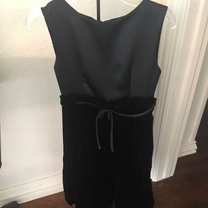 Helena Black Satin Velvet Dress